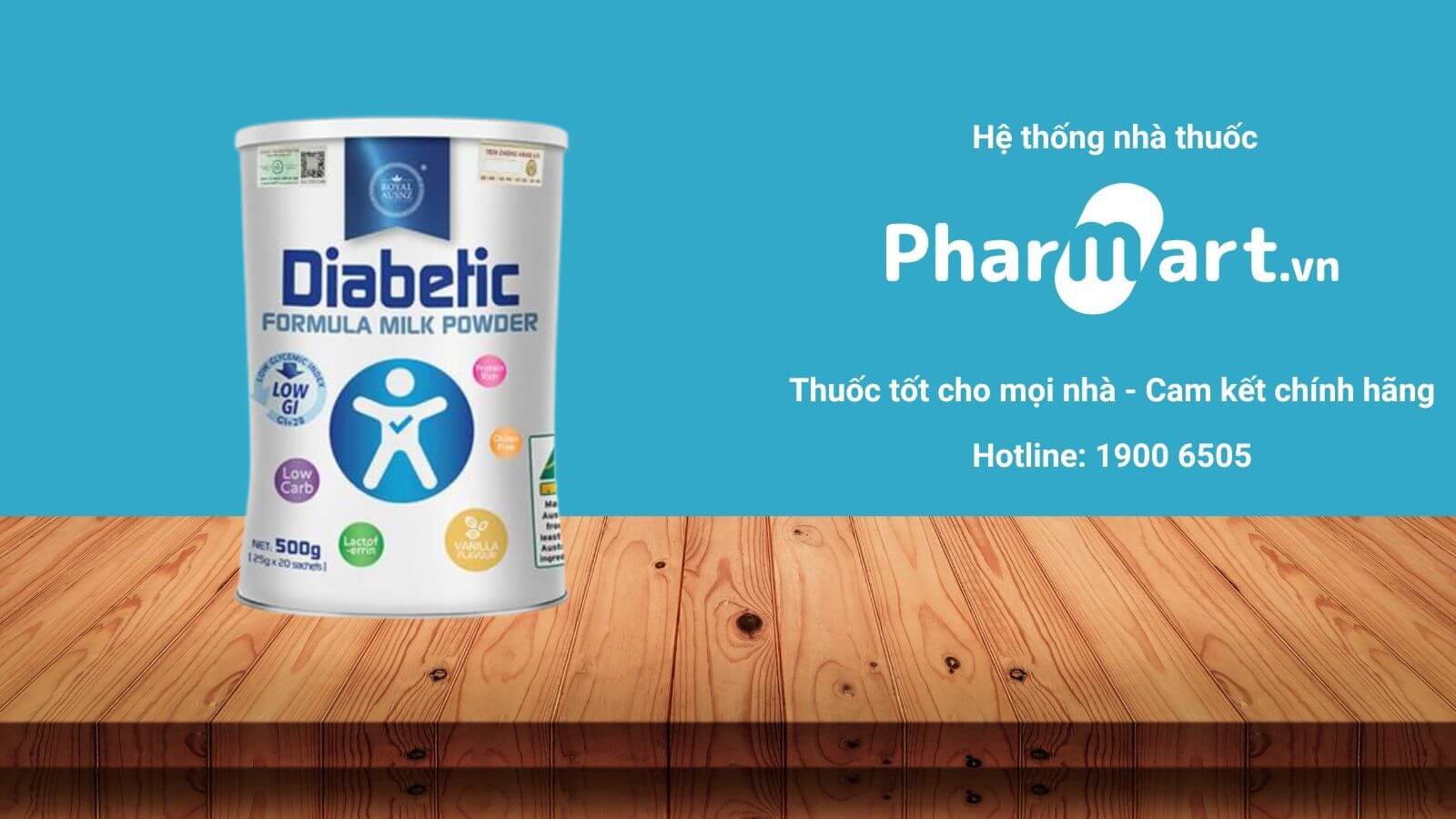 Liên hệ Pharmart.vn để mua Royal Ausnz Diabetic Formula Milk Powder chính hãng
