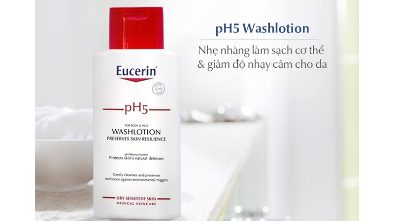 Sữa tắm Eucerin pH5 Washlotion (có mùi) 200ml làm sạch cơ thể và giảm độ nhạy cảm của da