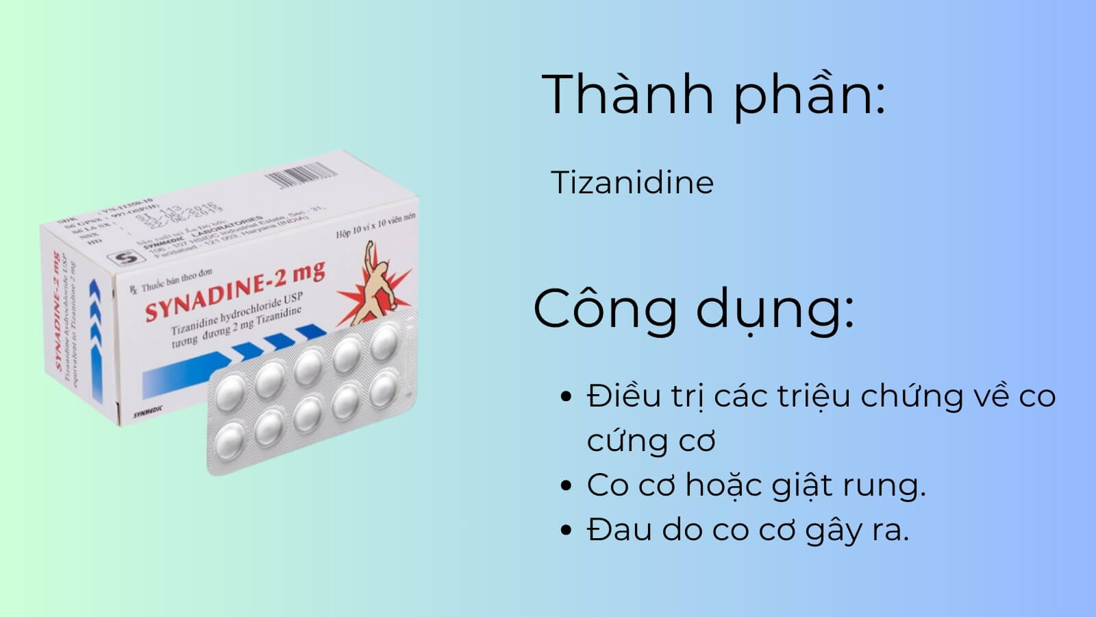 Thành phần và công dụng có trong thuốc Synadine 2mg