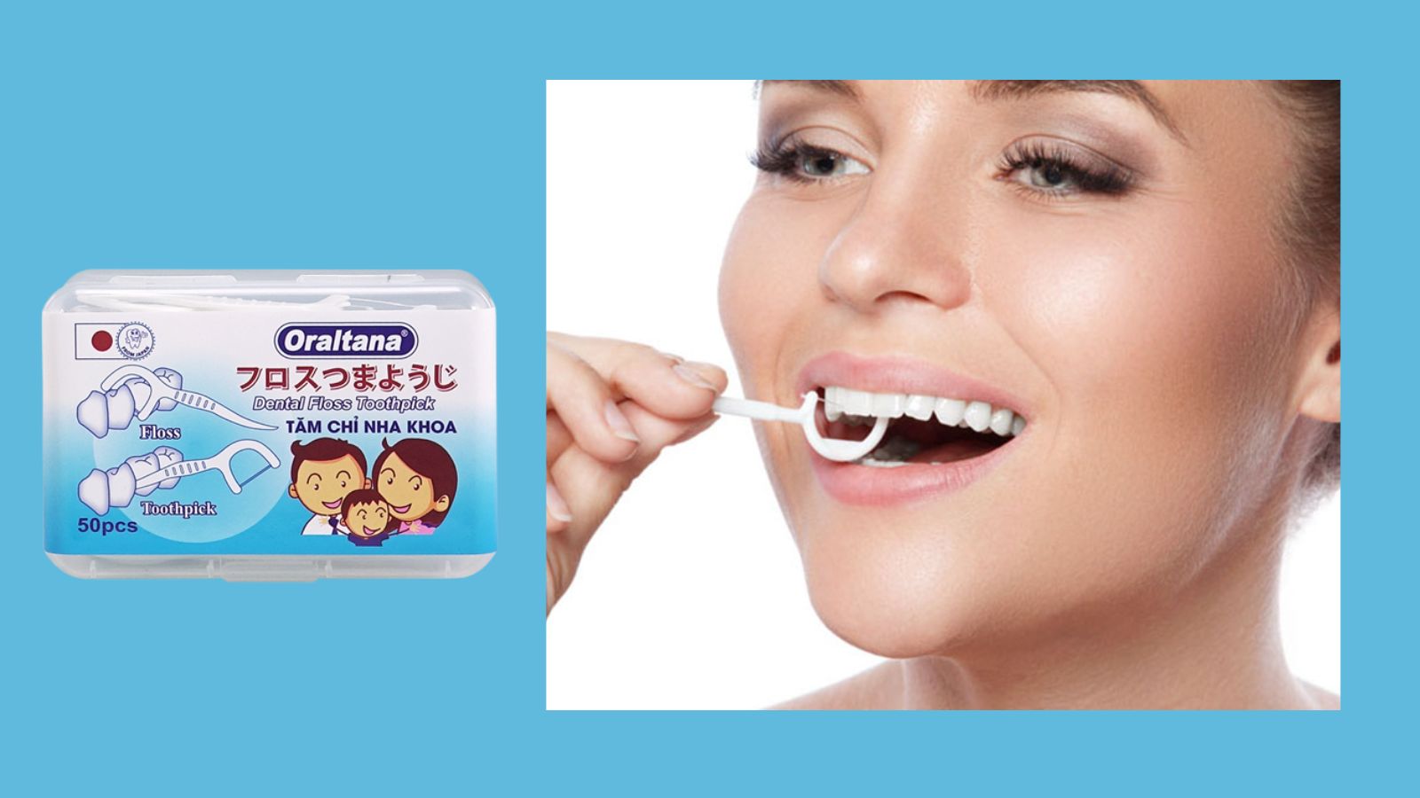 Tăm chỉ nha khoa Oraltana Hộp 50 cái - Hỗ trợ làm vệ sinh răng miệng