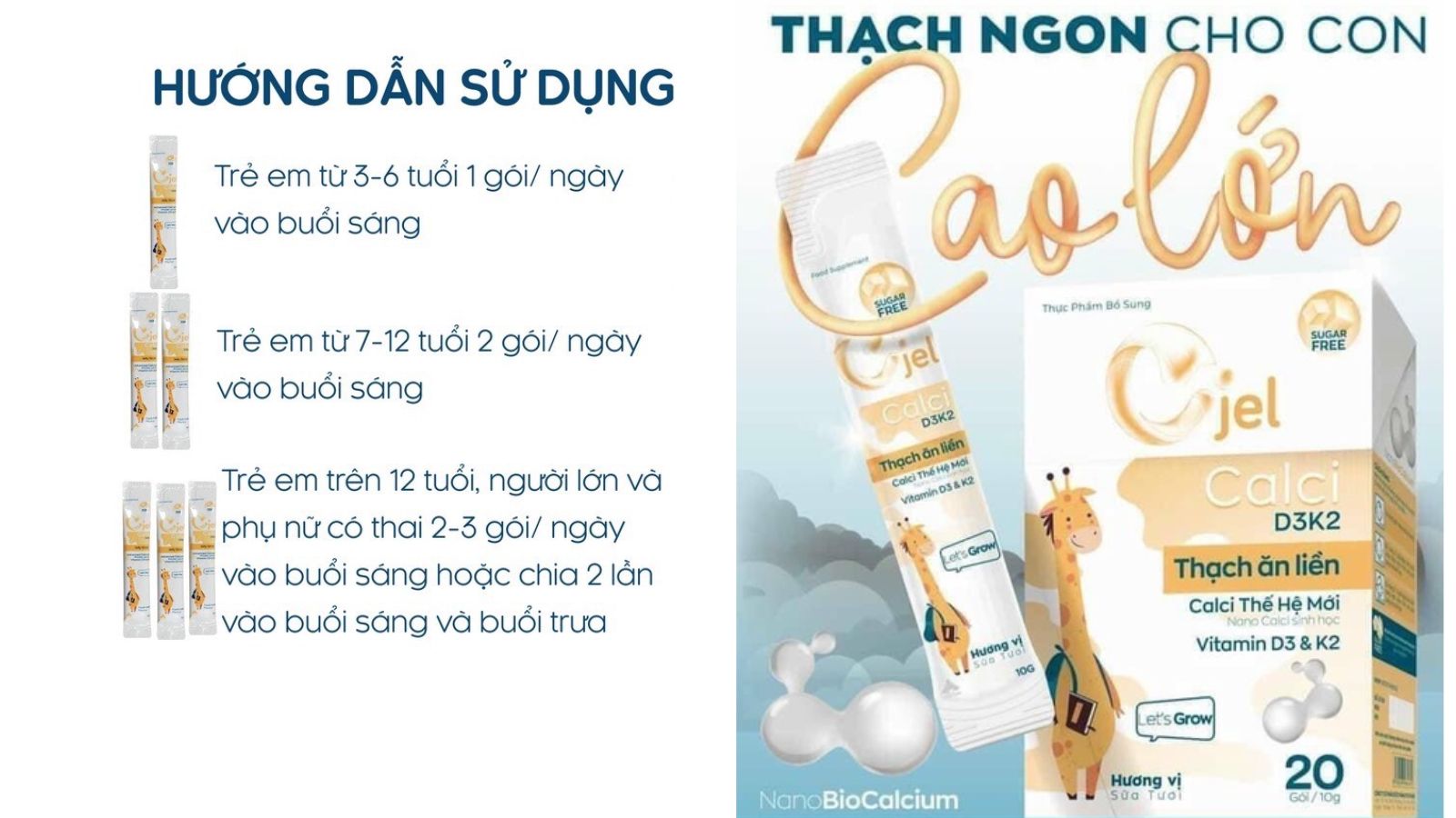 Thạch canxi Cjel bổ sung canxi hỗ trợ giúp bé cao lớn và nâng cao sức khỏe
