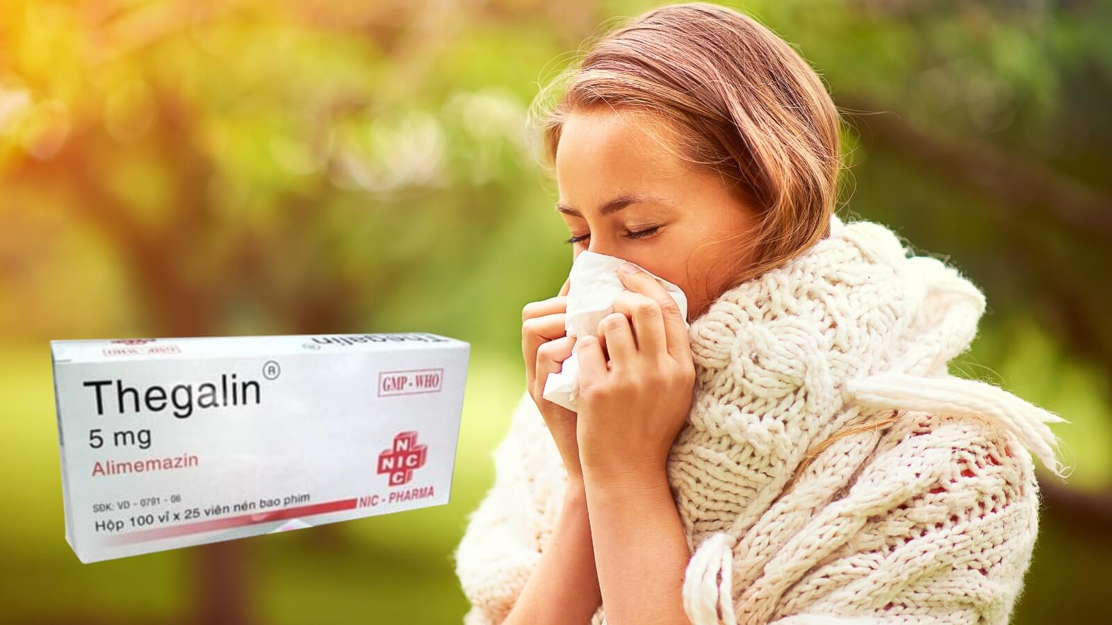 Thegalin 5mg chứa Alimemazine có tác dụng trong điều trị dị ứng, an thần