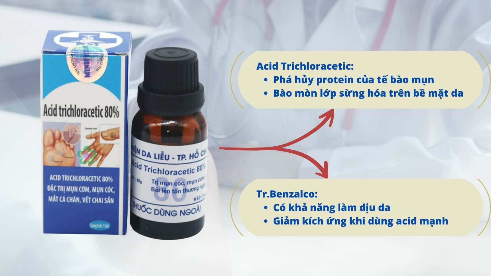 Thuốc Acid Trichloracetic 80% trị mụn cóc, mụn thịt hiệu quả