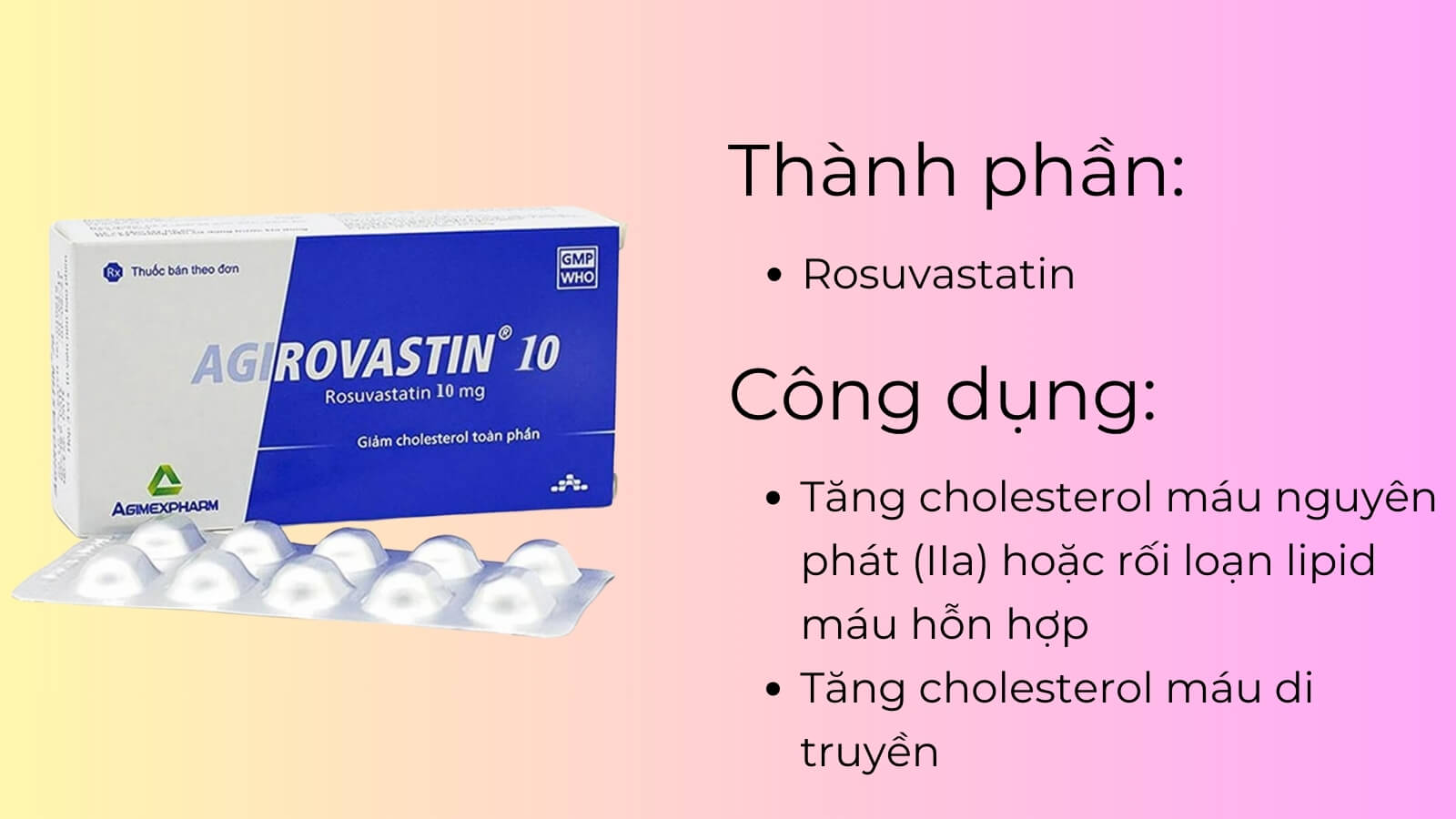 Thành phần và công dụng của thuốc Agirovastin 10