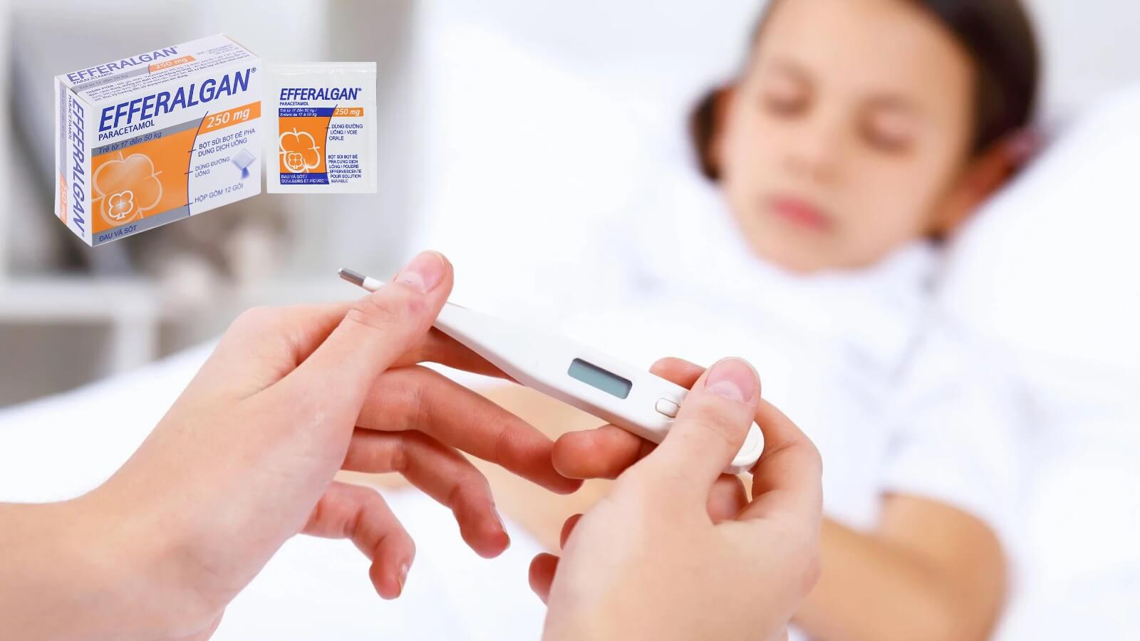 Efferalgan 250mg gói với thành phần chính là paracetamol giúp hạ sốt hiệu quả