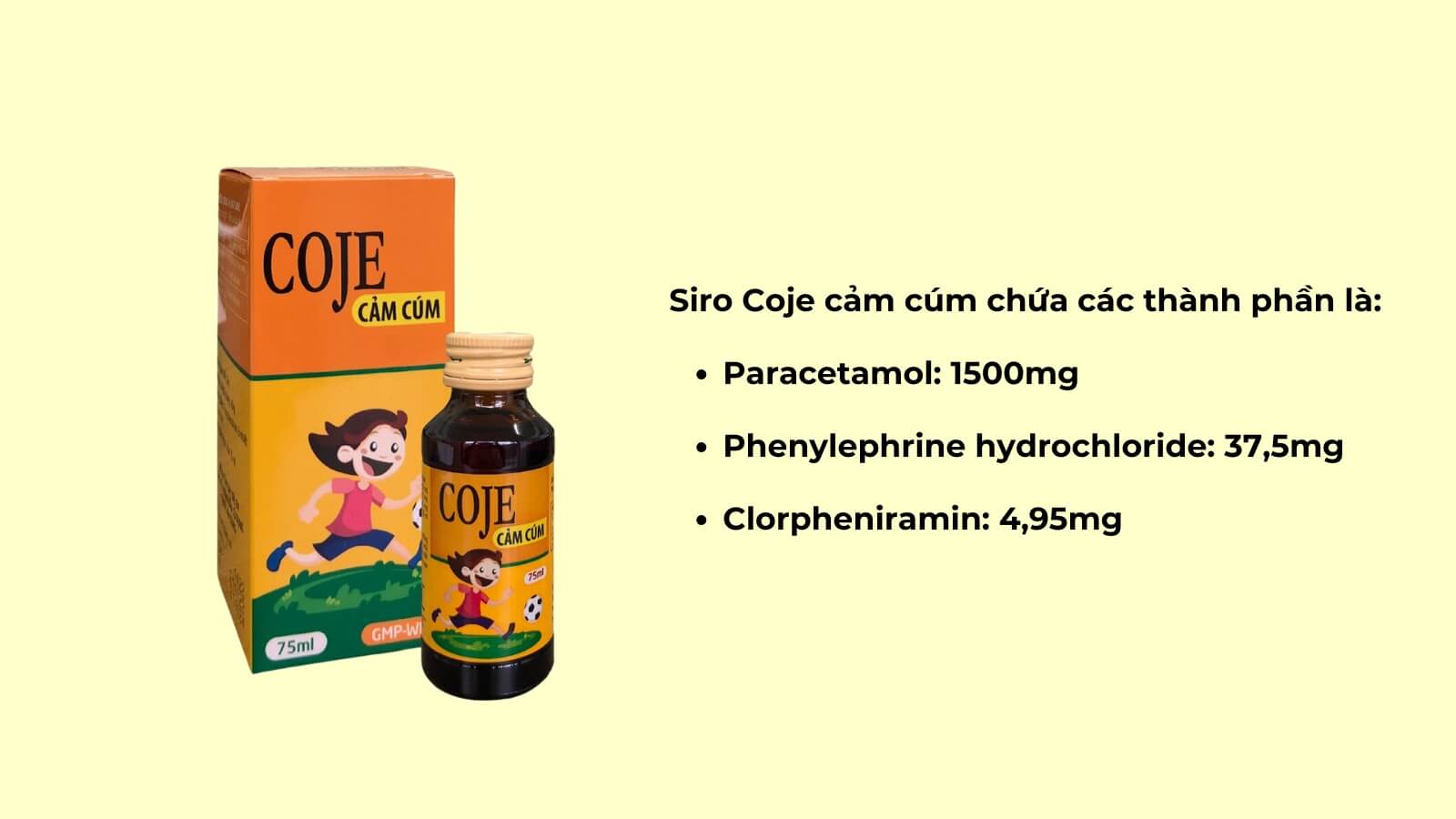 Các thành phần chính có trong Siro Coje cảm cúm