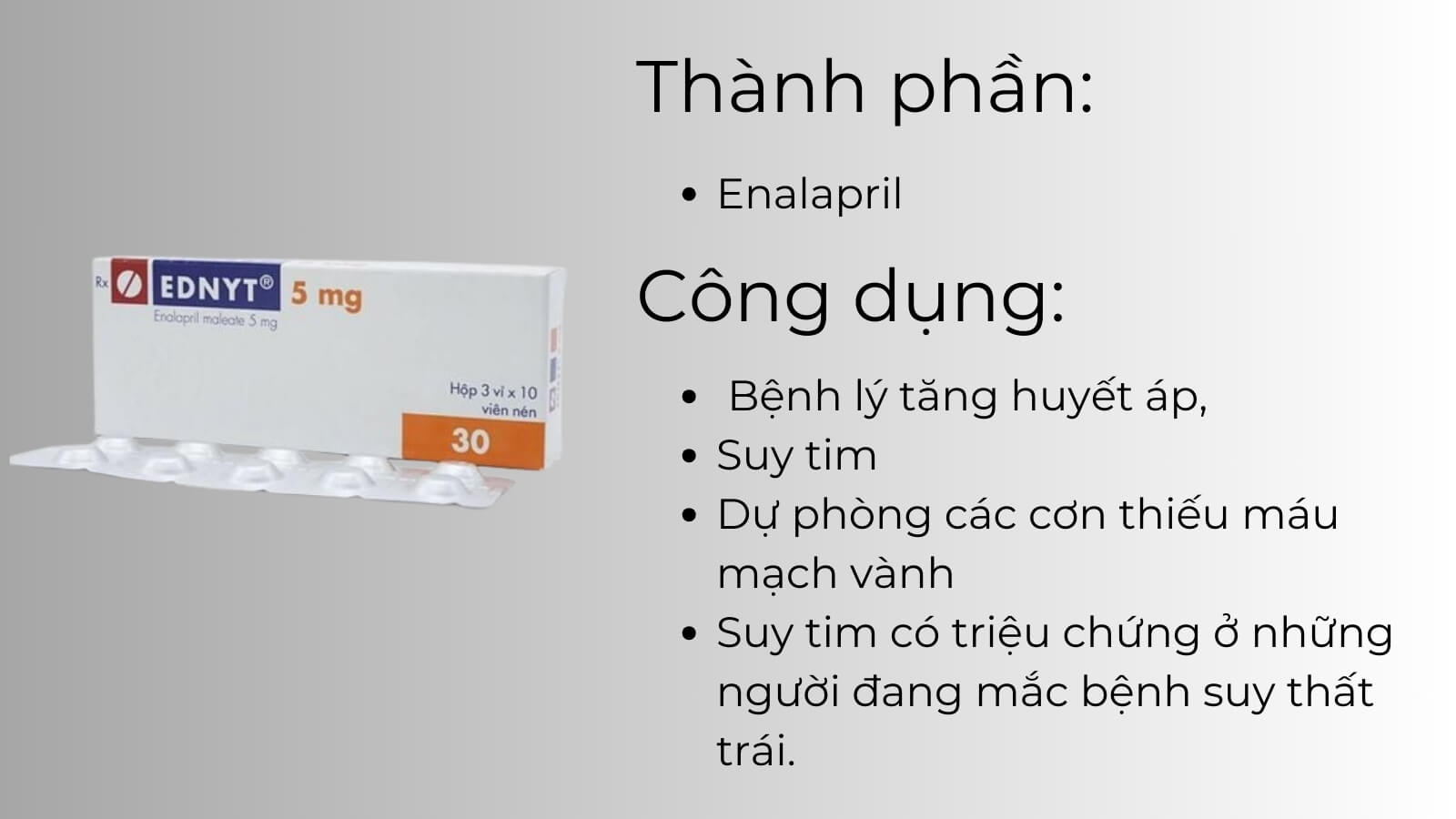 Thành phần và công dụng của Ednyt 5mg