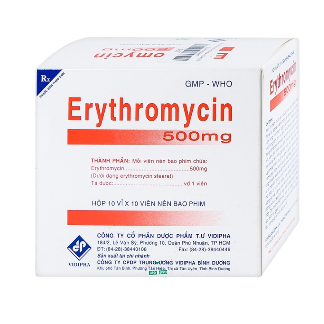 Thuốc Erythromycin 500mg điều trị nhiễm khuẩn Pharmart.vn