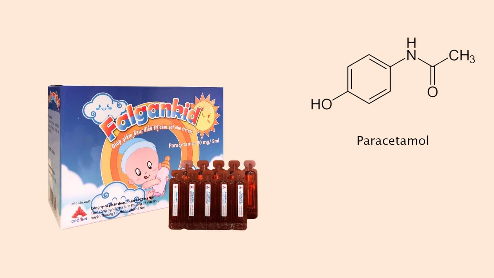 Thuốc Falgankid chứa thành phần chính là Paracetamol