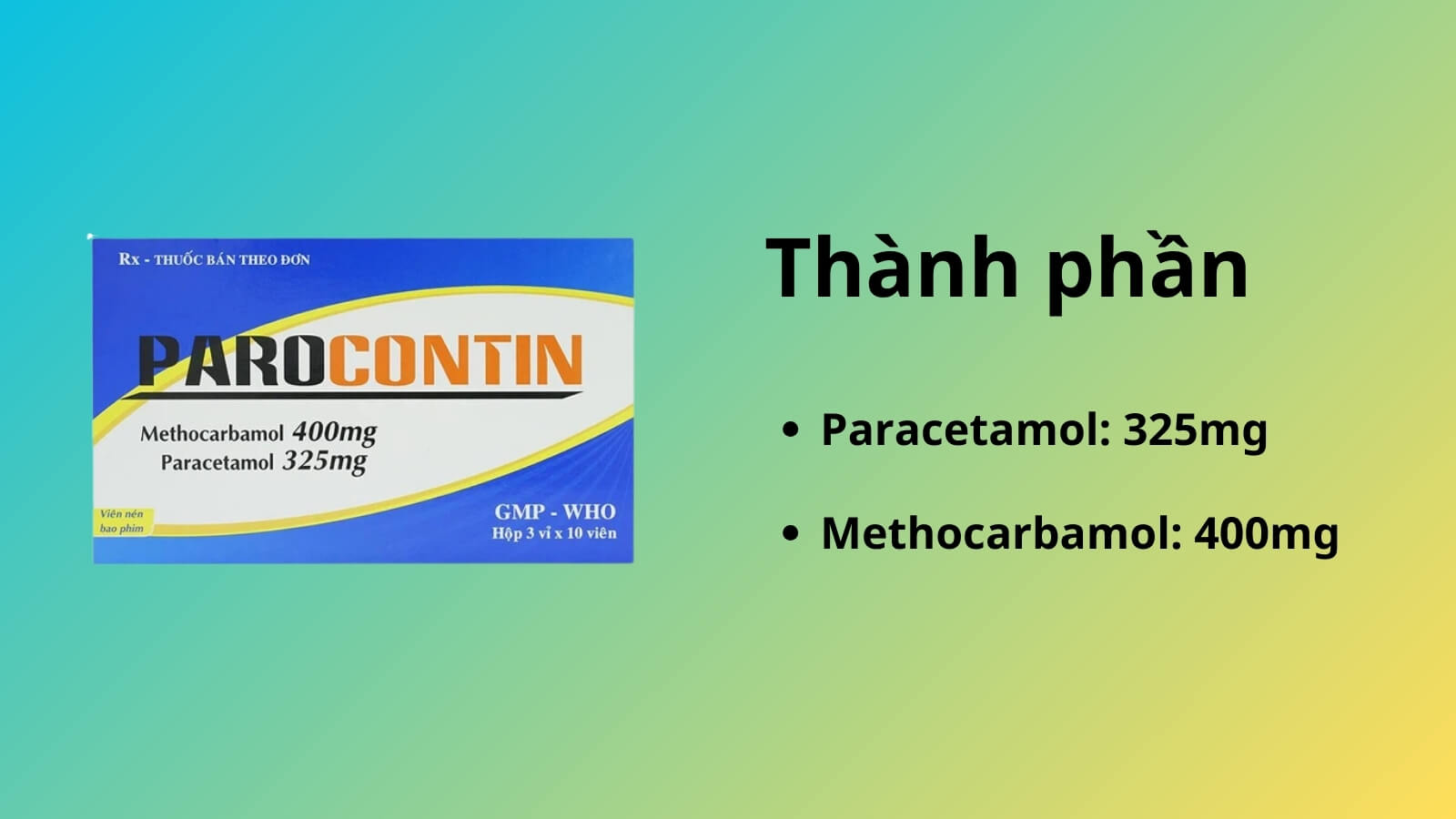 Thành phần chính của thuốc Parocontin