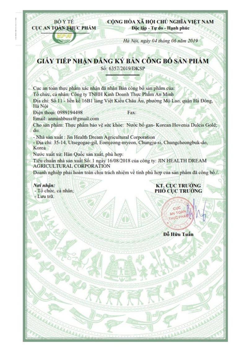 Bản công bố sản phẩm của Thymo KID - Tăng đề kháng cho trẻ