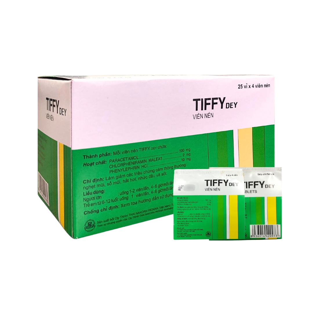 Thuốc Tiffy - Điều trị cảm cúm vỉ 4 viên - Pharmart.vn