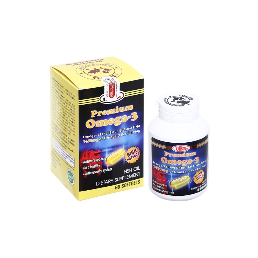 UBB Premium Omega 3 bổ mắt, bổ não, giảm mỡ máu hộp 60 viên Pharmart.vn