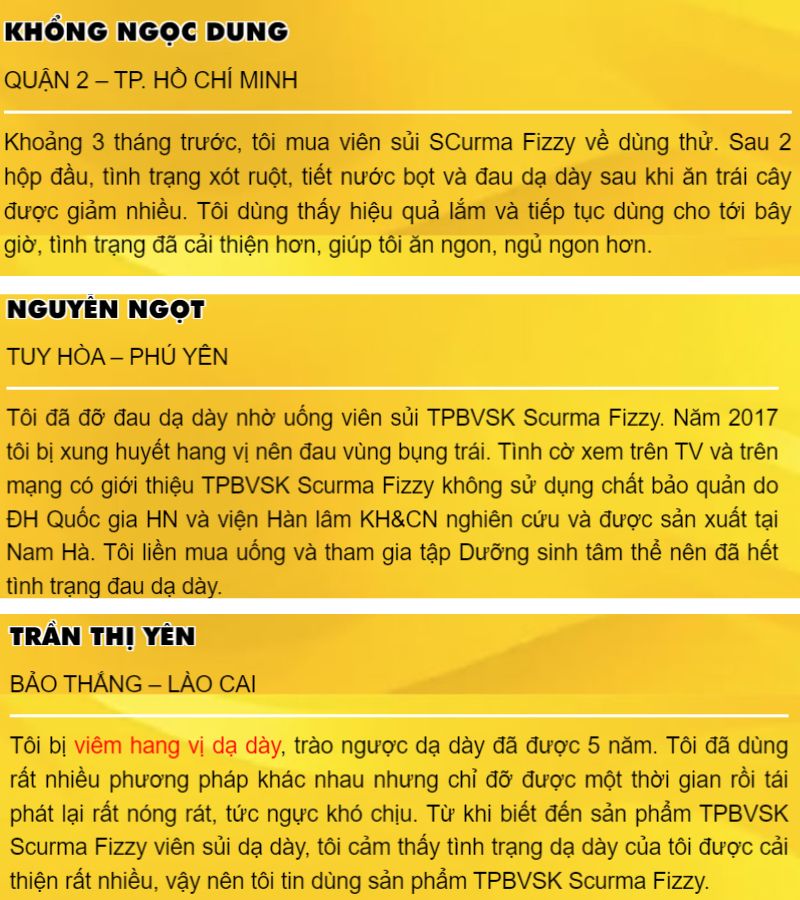Ghi nhận đánh giá từ khách hàng về sản phẩm viên sủi nano curcumin