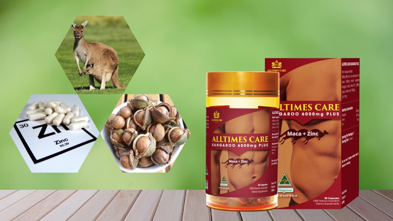 Alltimes Care Kangaroo Plus với thành phần chính từ 6000mg chiết xuất thịt chuột túi đực khỏe mạnh từ Úc.