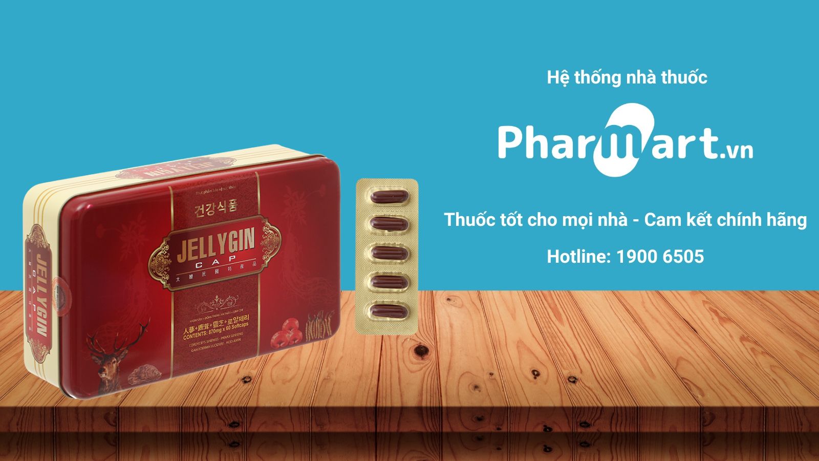Liên hệ với Pharmart.vn để mua Jellygin Cap tăng đề kháng