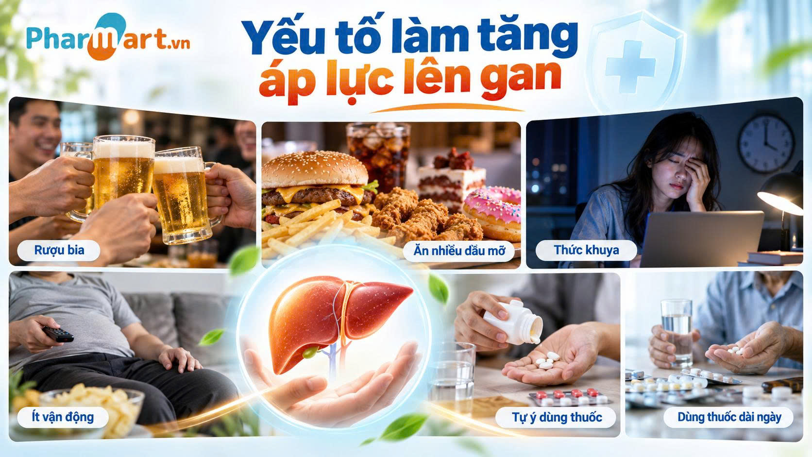 Gan phải đối mặt với nhiều t&aacute;c nh&acirc;n g&acirc;y hại, l&agrave;m suy giảm sức khỏe