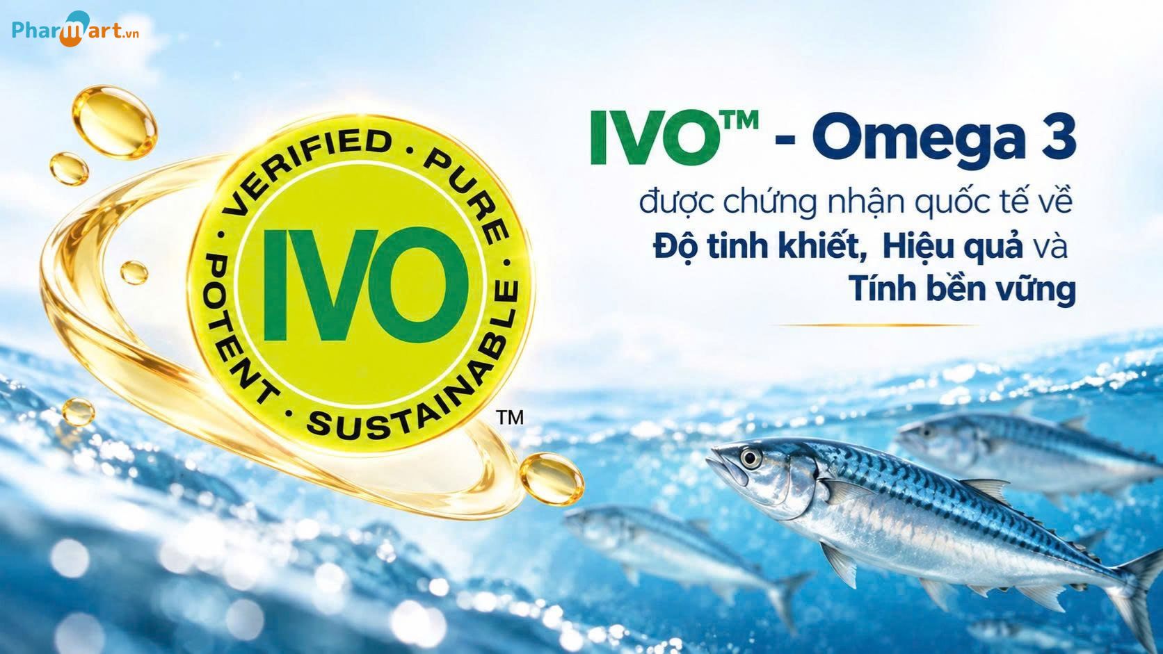 IVO™ là chứng nhận quốc tế về chất lượng dầu cá biển giàu Omega 3