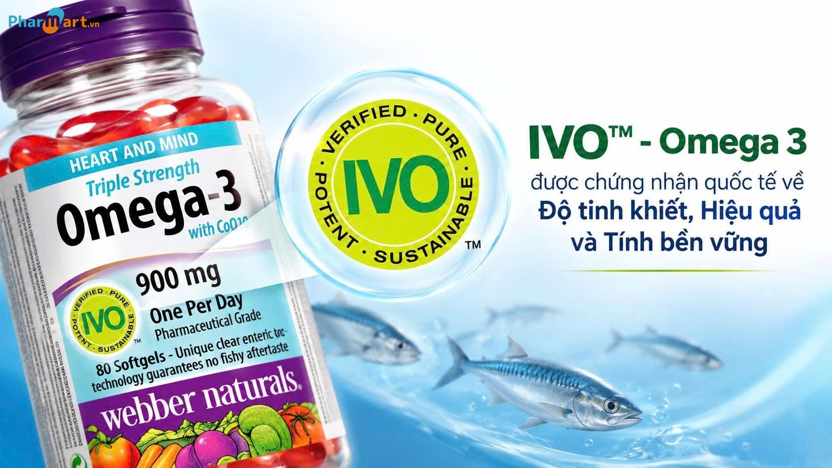 Webber Naturals Triple Strength Omega 3 + CoQ10 đạt chứng nhận IVO™ quốc tế