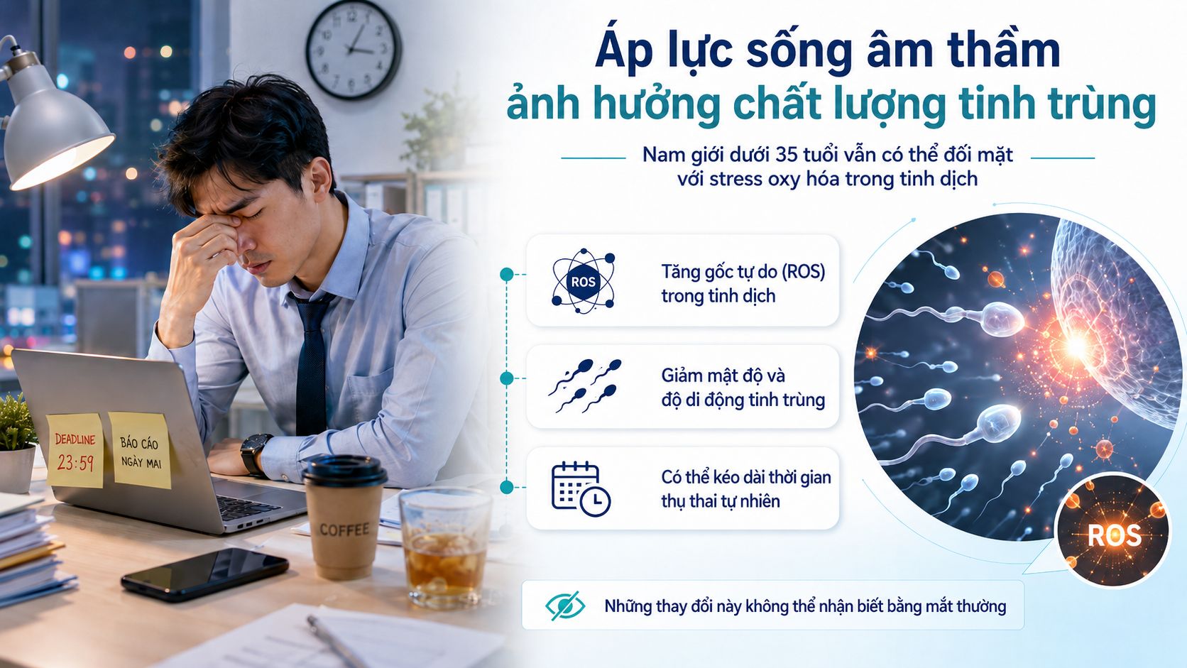 Nam giới dưới 35 tuổi có thể đối mặt với tình trạng stress oxy hóa trong tinh dịch