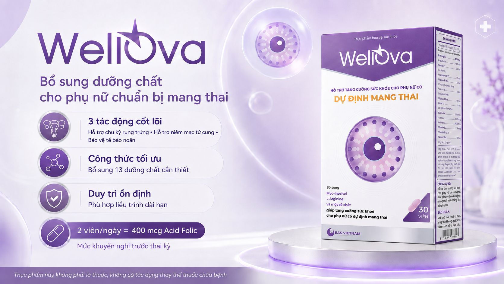 Wellova bổ sung dưỡng chất cho phụ nữ chuẩn bị mang thai
