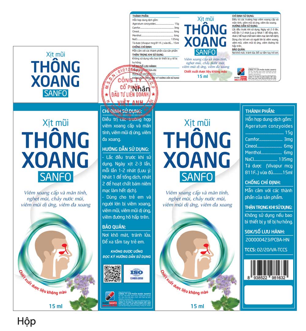 Xịt mũi Thông Xoang Sanfo